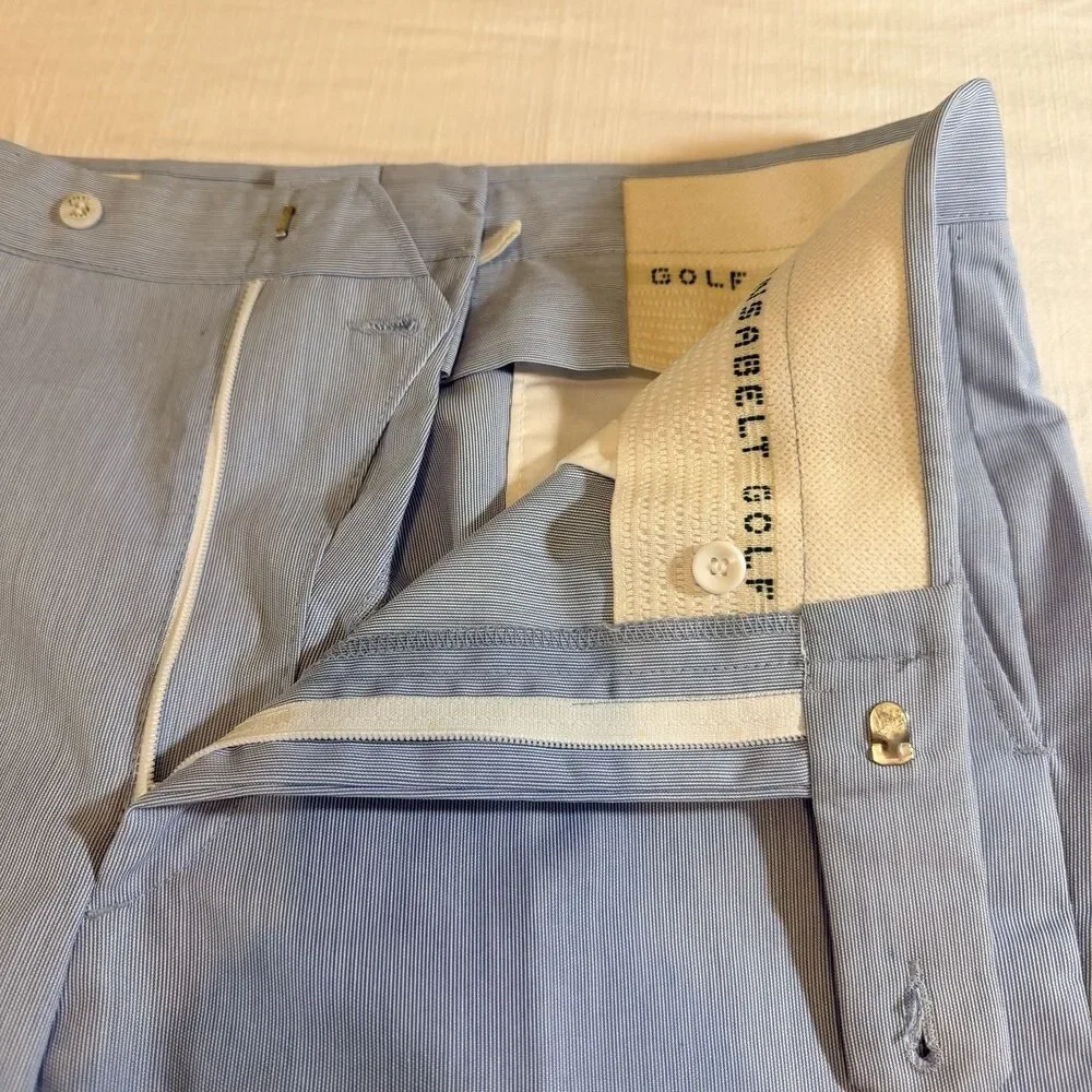 Vintage Sansabelt Golf Men’s Blue Seersucker Dress Pants 34